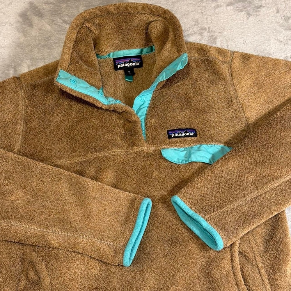Vintage Patagonia Synchilla Snap-T Fleece Pullover | Brown / Turquoise | Small